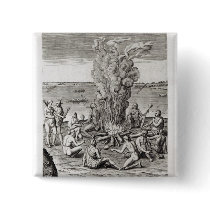 Indians praying around a fire, engraving pin