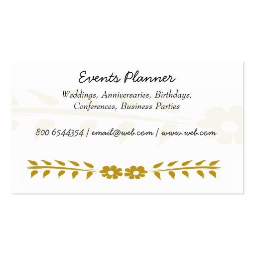 Indie Decor Events Party Planning Business Card Templates (back side)