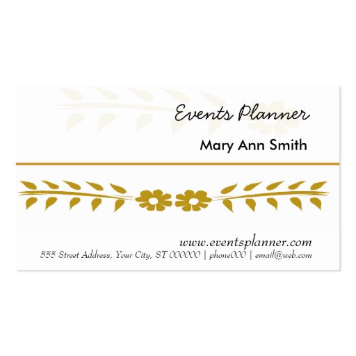 Indie Decor Events Party Planning Business Card Templates (front side)