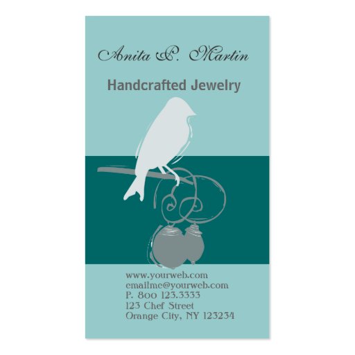 Indie Handcrafted Jewelry Bead  Artist Business Cards (front side)