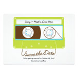 Indie Mixtape Wedding (Lime/Sky) Save the Date invitations