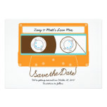 Indie Mixtape Wedding (Orange/Sky) Save the Date invitations