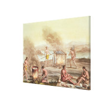Indigenous natives from Florida preparing and cook Stretched Canvas Prints