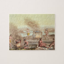 Indigenous natives from Florida preparing and cook Puzzle