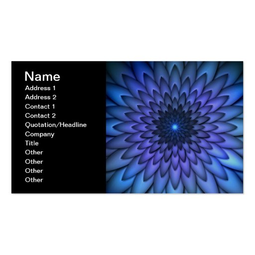 Indigo and Purple Abstract Flower Art Business Cards (front side)