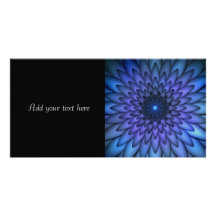 Indigo and Purple Abstract Flower Art Photo Card Template