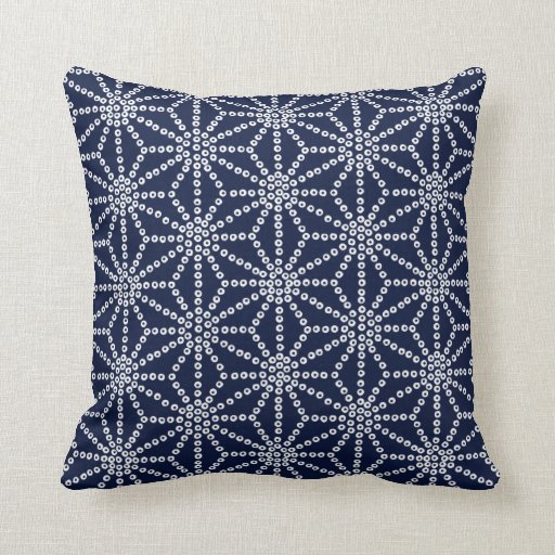 Indigo Blue Asanoha Pattern Throw Pillow Zazzle