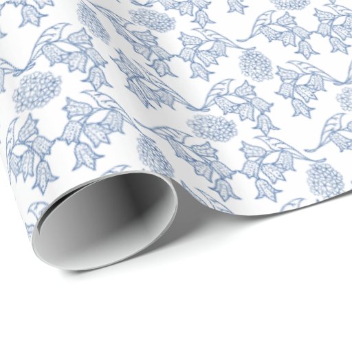 Indigo Blue Ethnic Floral Print Wrapping Paper Zazzle