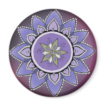 Indigo Lotus Magnet (round) by artology Indigo Lotus Magnet (round)