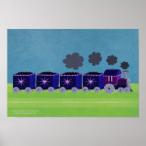 Indigo & Purple Choo Choo Train Poster
