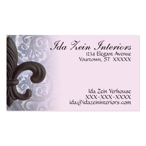 "indigo/rose" iron fleur de lis Custom Business Ca Business Card (front side)