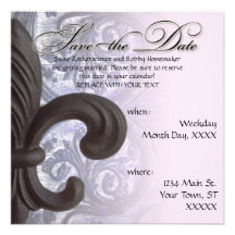 indigo/rose "iron fleur de lis" Save The Date Custom Announcement