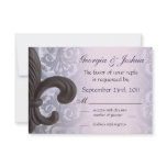 "indigo/rose" iron fleur de lis Wedding RSVP Invite
