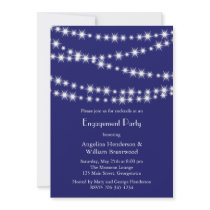 Indigo Twinkle Lights Engagement Invitation