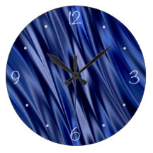 Indigo & violet blue satin style stripes wall clocks