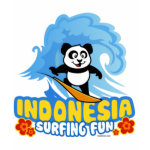 This darling panda bear is too cute! He loves to go surfing on huge waves in Indonesia. What a cute design for anyone who loves surfing in Indonesia as much as panda does.