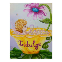 "INDULGE" Precious Wings Fairy Postcard