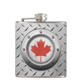 Industrial Canadian Flag with Steel Graphic Flasks
