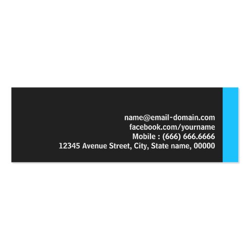 Industrial Designer - Personal Aqua Blue Mini Business Cards (back side)