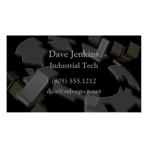 Industrial Metal Gears & Blocks Business Card (front side)