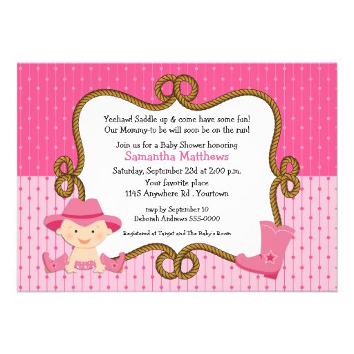 Infant Cowgirl Baby Shower Invitation