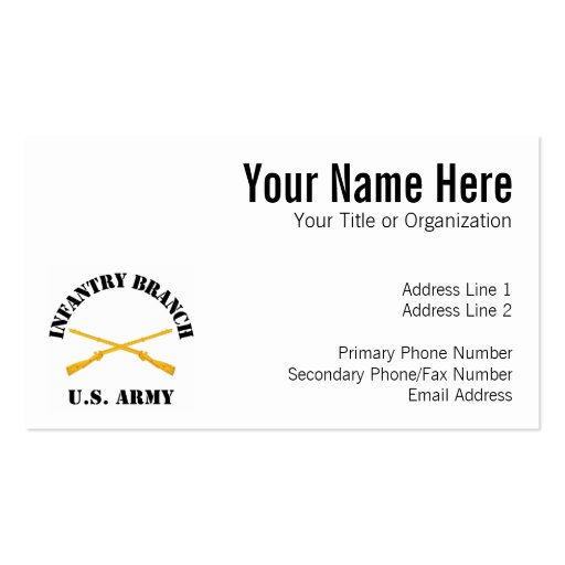 Infantry Branch Business Card (front side)