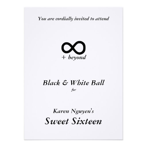 Infinity + Beyond Sweet Sixteen Invitation