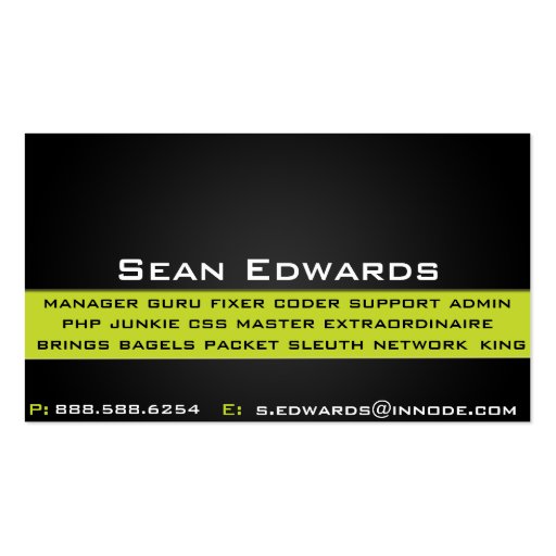 Info Box in Green Business Card Template (back side)