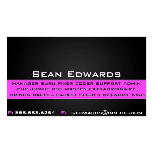 Info Box in Pink Business Card Templates (back side)