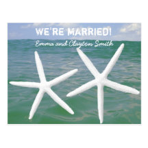 Informal Beach Themed Post-Wedding Celebration Postcard