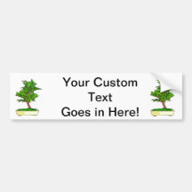 Informal Upright Bonsai Graphic 2 Leaves Bumper Stickers