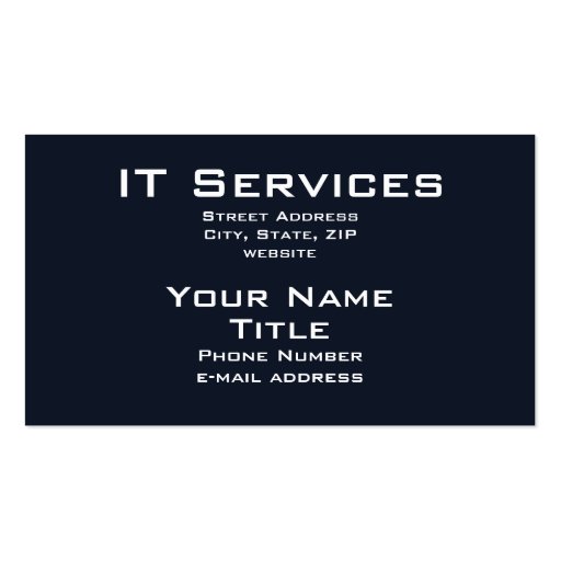 Information Technology Services Business Card (back side)