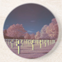 Infrared American Cemetery Crosses Coasters