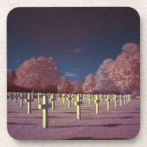 Infrared American Cemetery Crosses Beverage Coasters