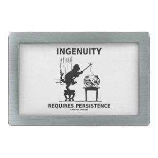 Ingenuity Requires Persistence (Cat Attitude) Rectangular Belt Buckle