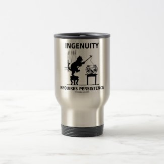 Ingenuity Requires Persistence (Cat Attitude) 15 Oz Stainless Steel Travel Mug