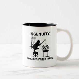Ingenuity Requires Persistence (Cat Attitude) Two-Tone Coffee Mug
