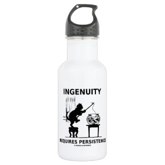 Ingenuity Requires Persistence (Cat Attitude) 18oz Water Bottle