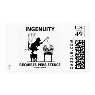 Ingenuity Requires Persistence (Cat Attitude) Postage Stamp