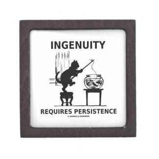 Ingenuity Requires Persistence (Cat Attitude) Premium Trinket Box