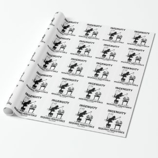 Ingenuity Requires Persistence (Cat Attitude) Wrapping Paper