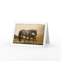 mare, foal, horses, western, mountains, water, canyon, Card with custom graphic design