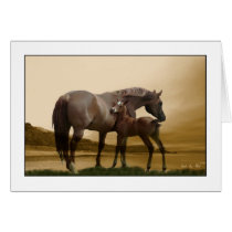 mare, foal, horses, western, mountains, water, canyon, Card with custom graphic design