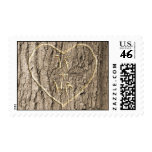 Initals Carved into Tree Stamp