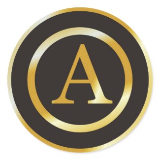Initial A Gold Monogram Wedding Stickers sticker