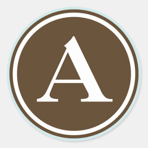 Initial A monogram circle letter seal party favor Sticker