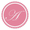 Initial A princess pink monogram seal party favor sticker