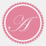 Initial A princess pink monogram seal party favor Sticker