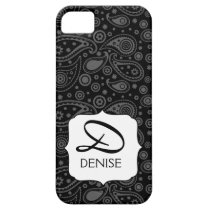 Initial and Name Black Paisley iPhone 5 Cover casemate cases
