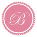 Initial B princess pink monogram seal party favor sticker